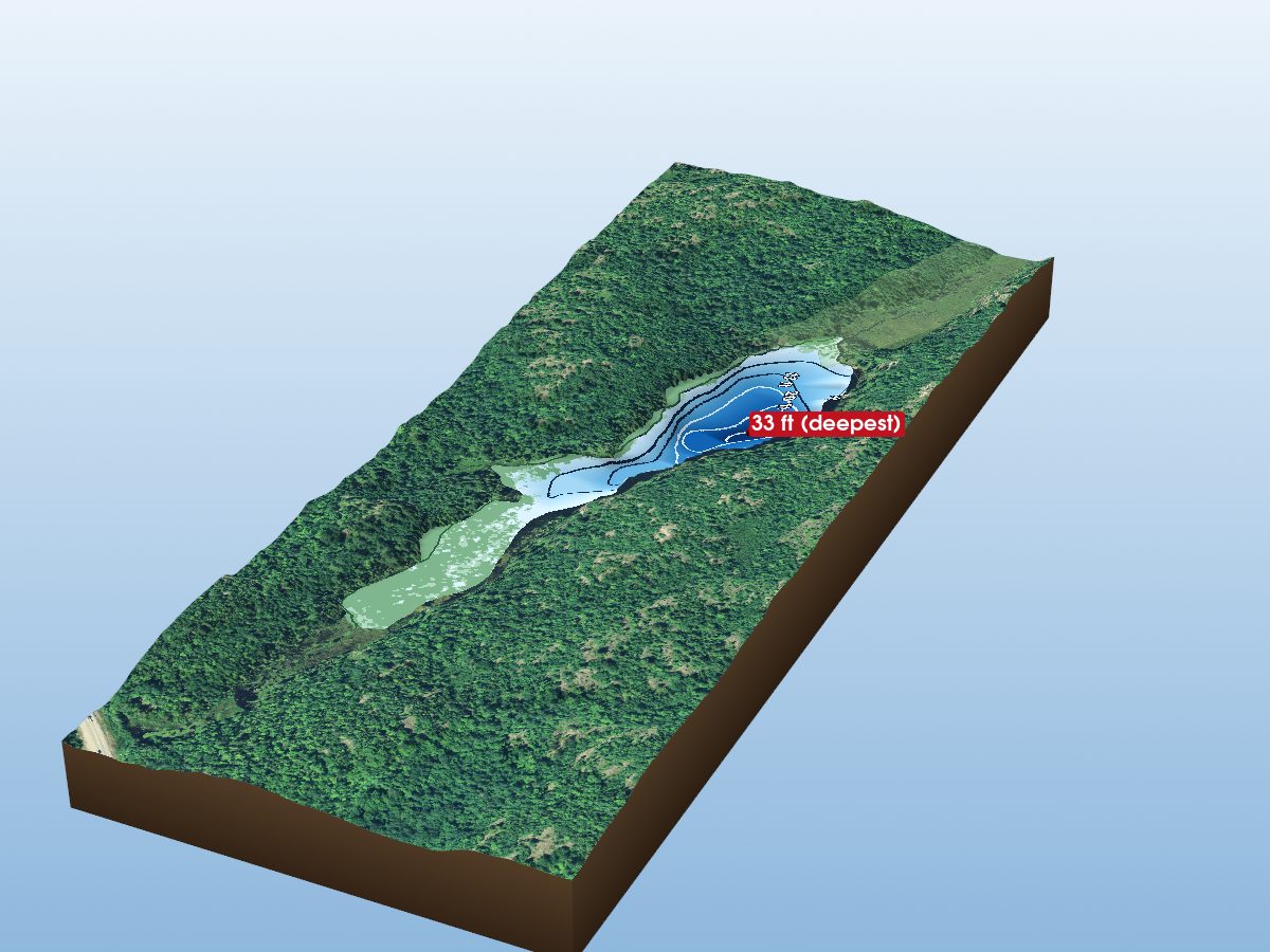Depth map of Ivans Lake