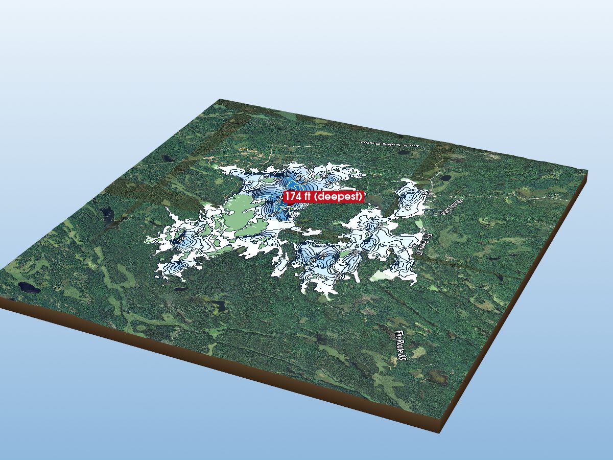 3D depth map of Jack Lake