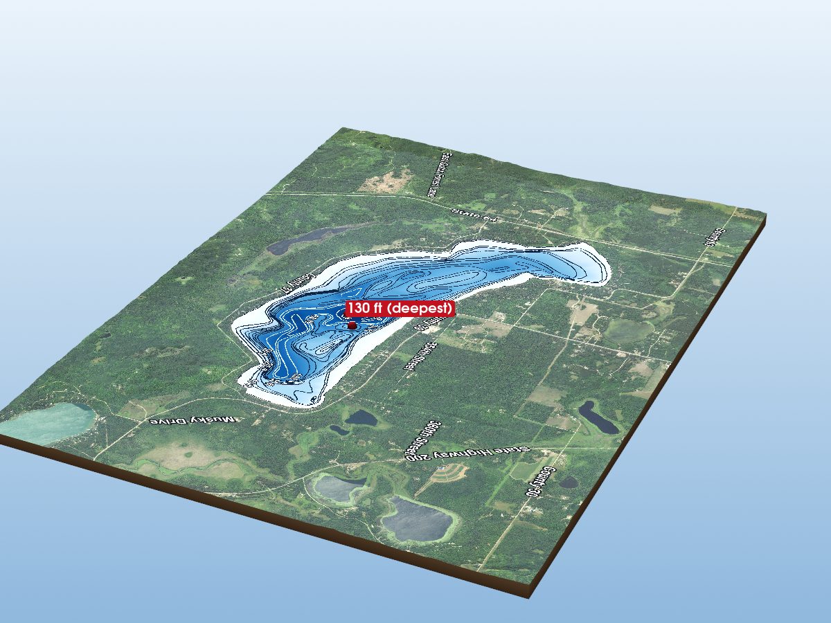 Depth map of Kabekona Lake