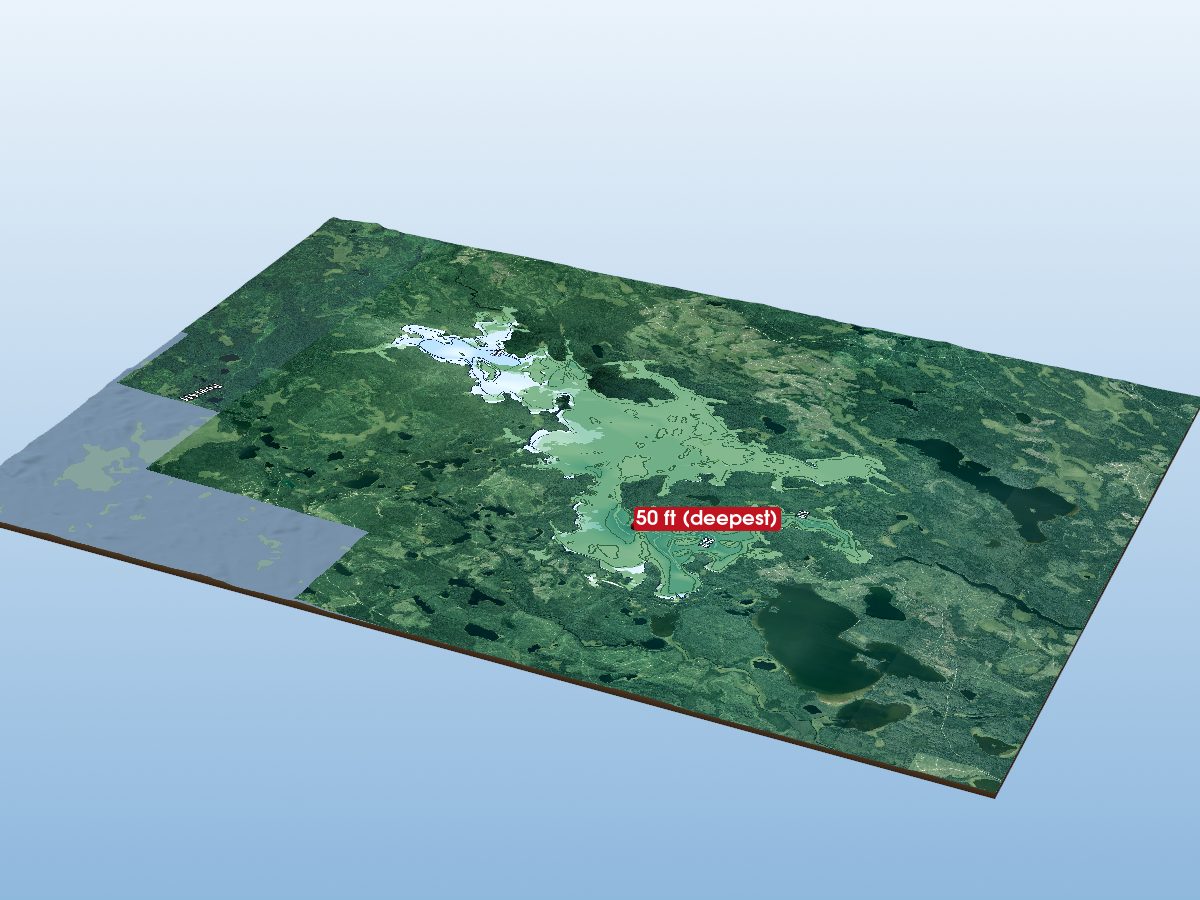 Depth map of Kabinakagami Lake
