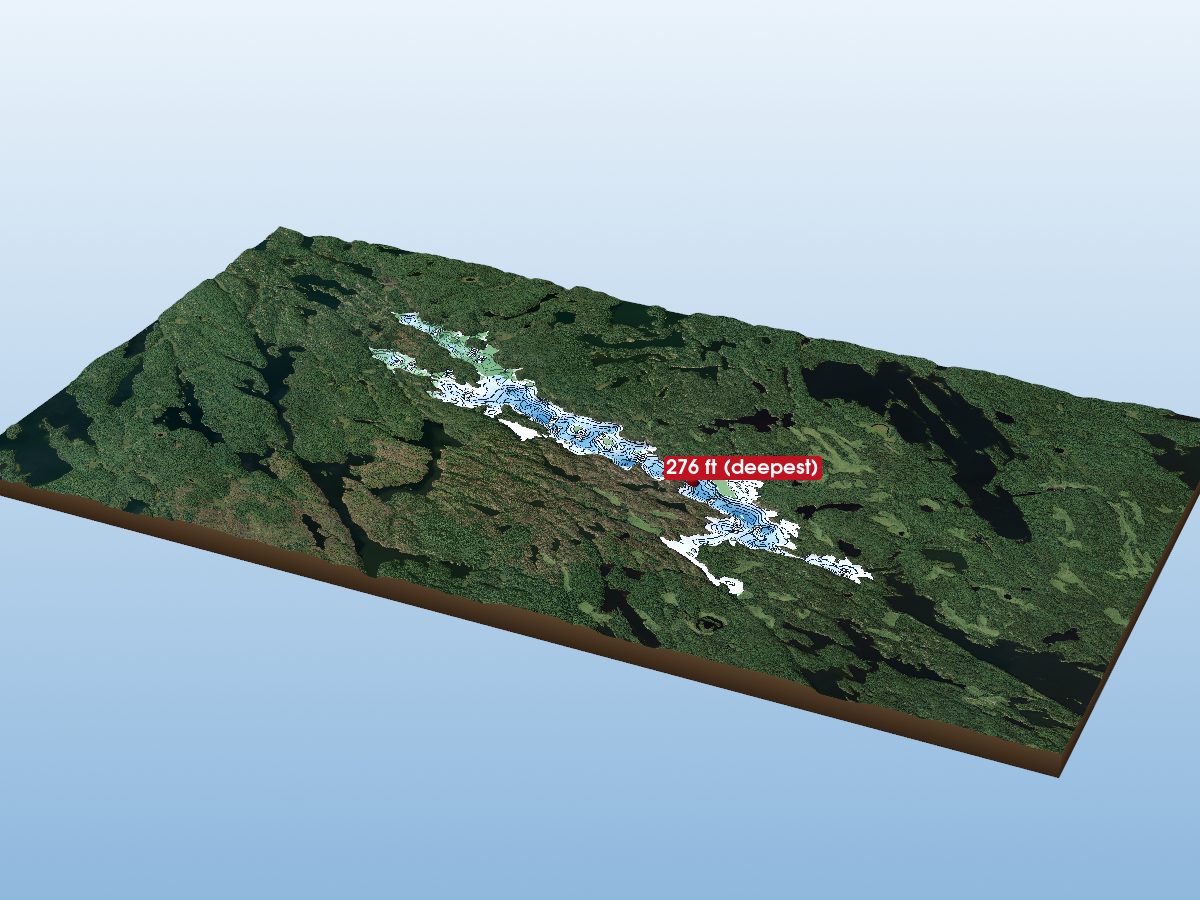 Depth map of Kahshahpiwi Lake