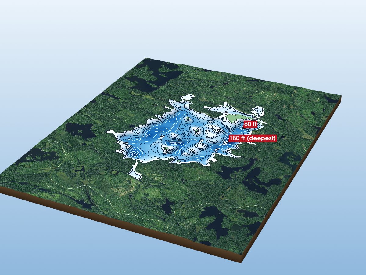 Depth map of Kaiashkons Lake