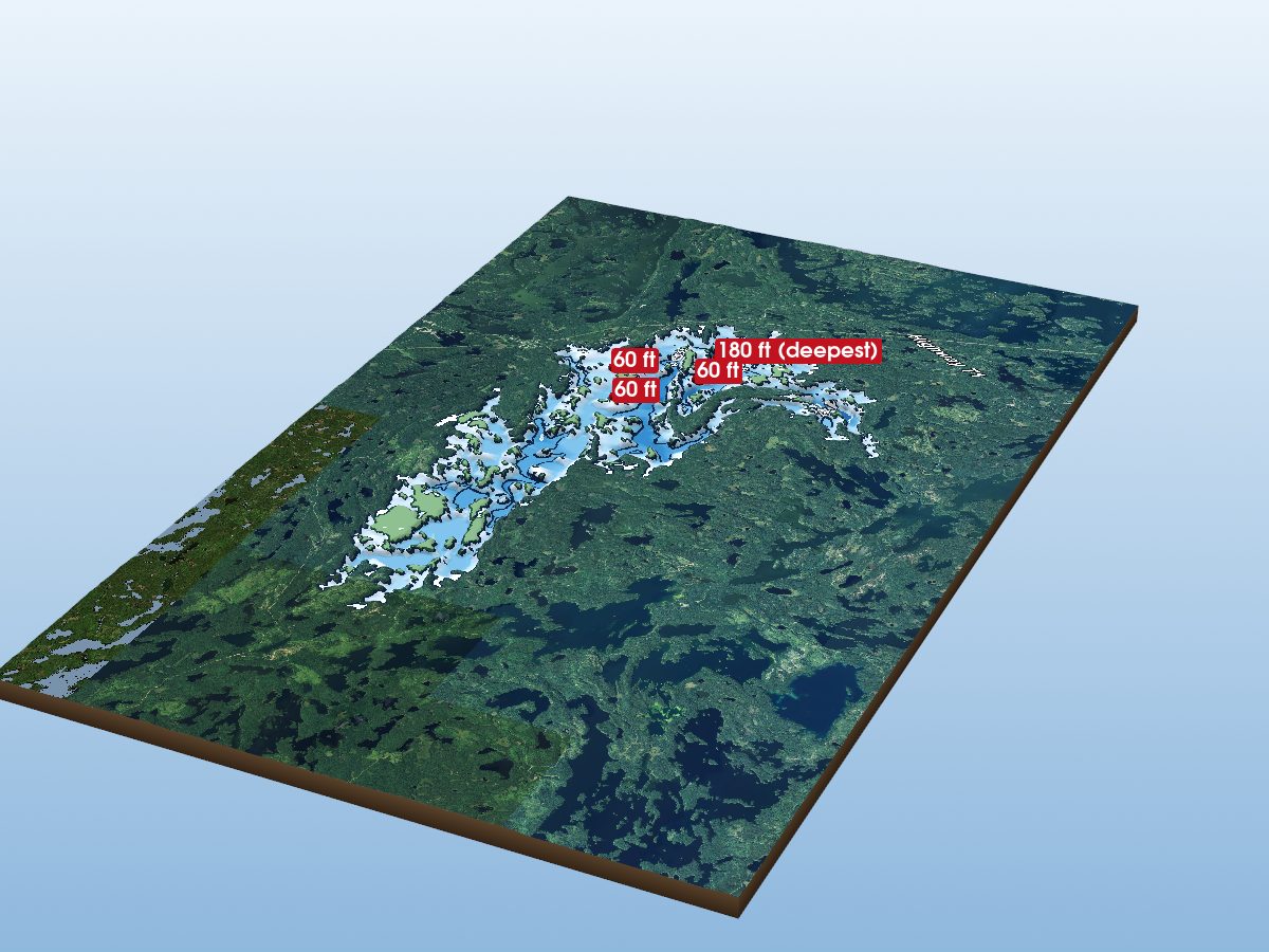 Depth map of Kakagi Lake