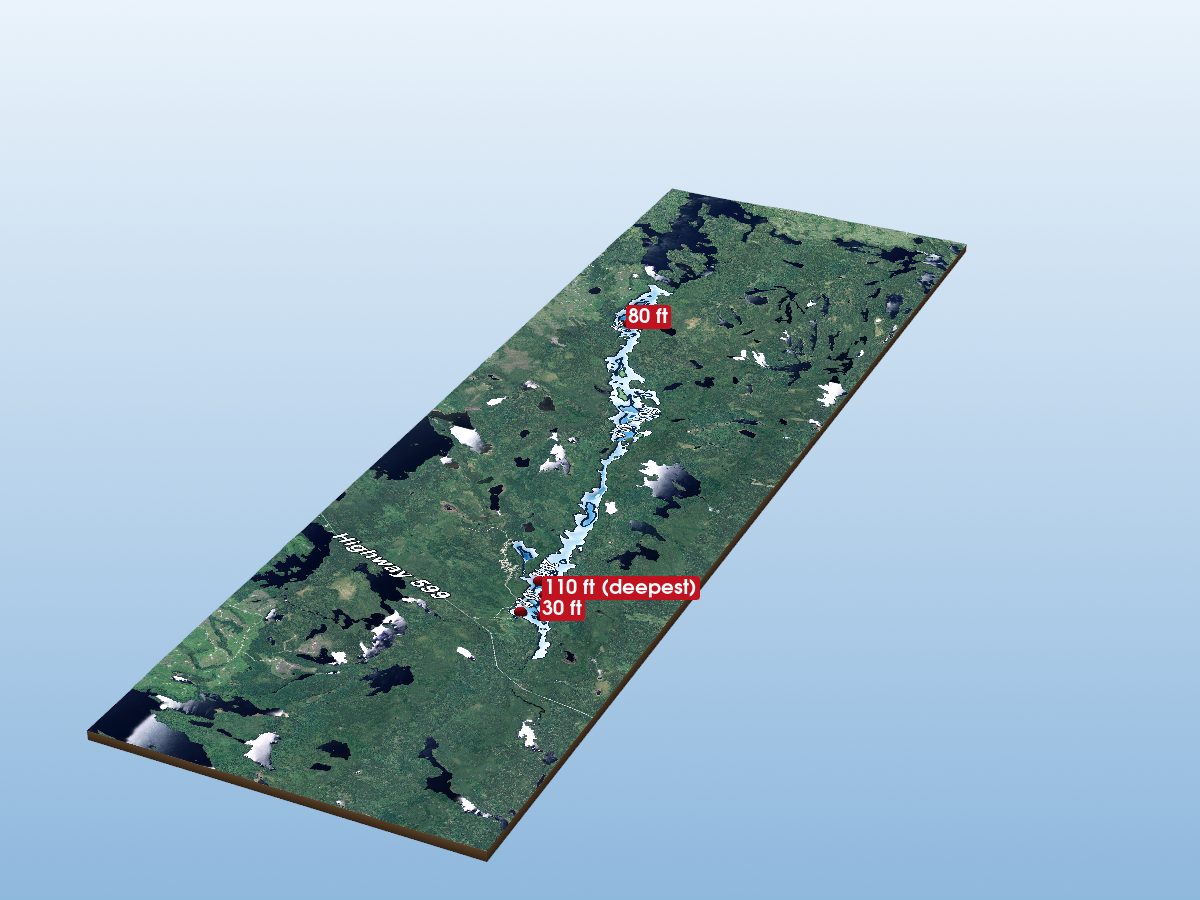 Depth map of Kashaweogama Lake