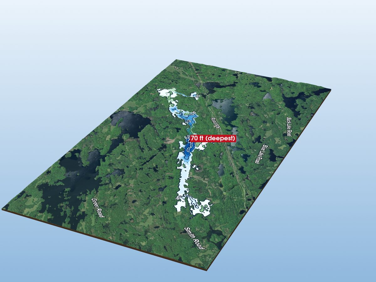 Depth map of Kashwakamak Lake