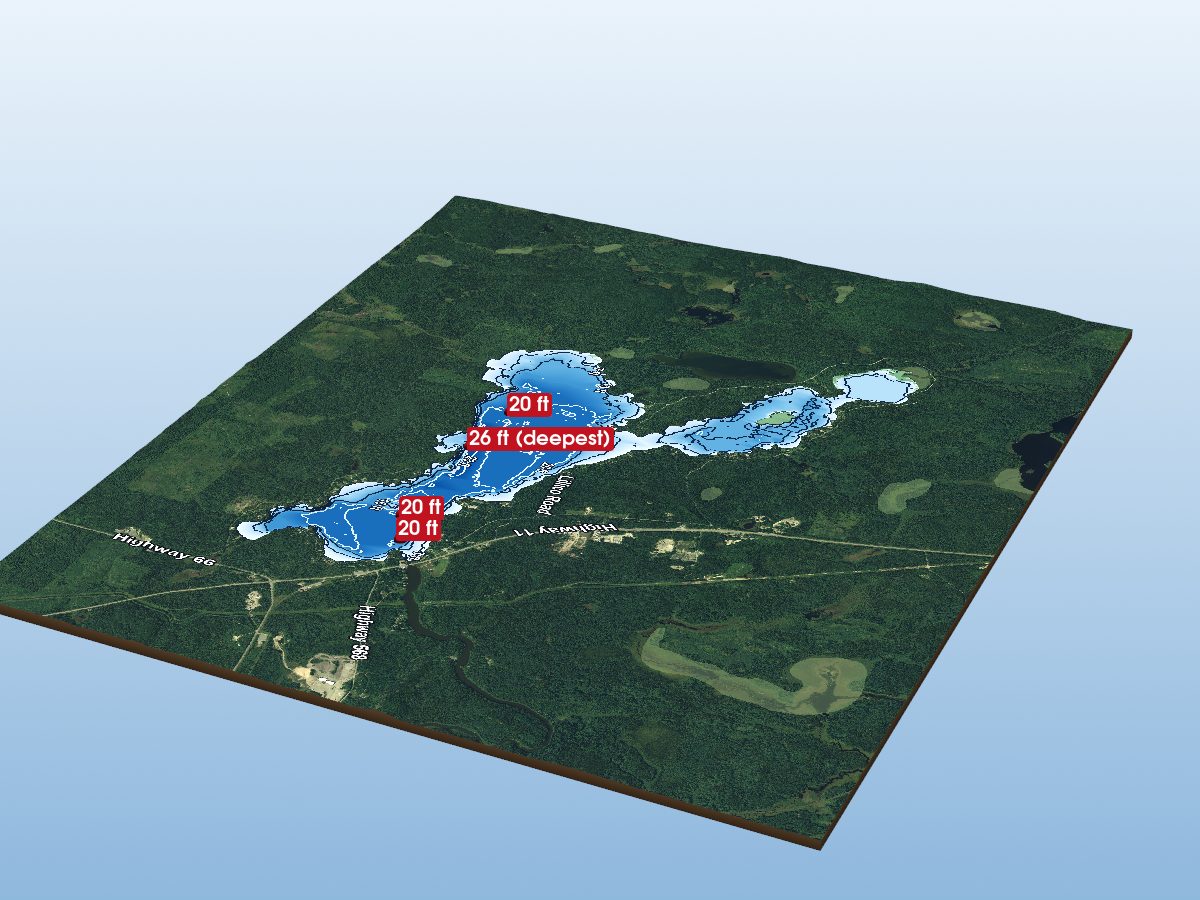 Depth map of Kenogami Lake