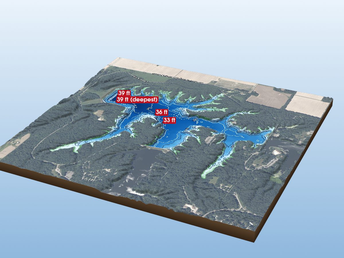 Depth map of Kickapoo Lake