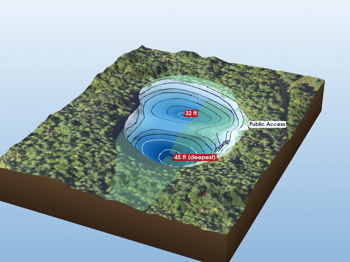 Depth map of Killdeer Lake