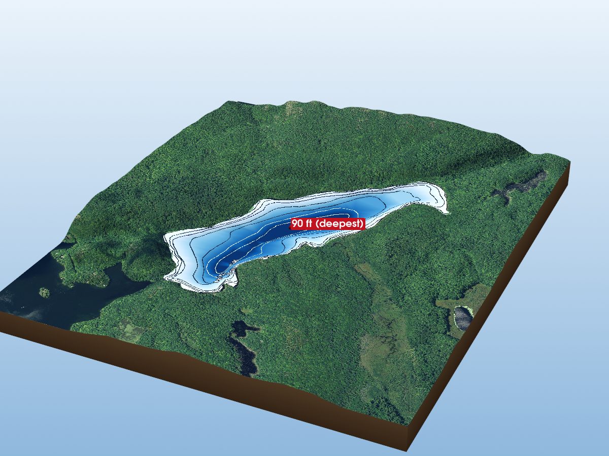 Depth map of Kishkebus Lake
