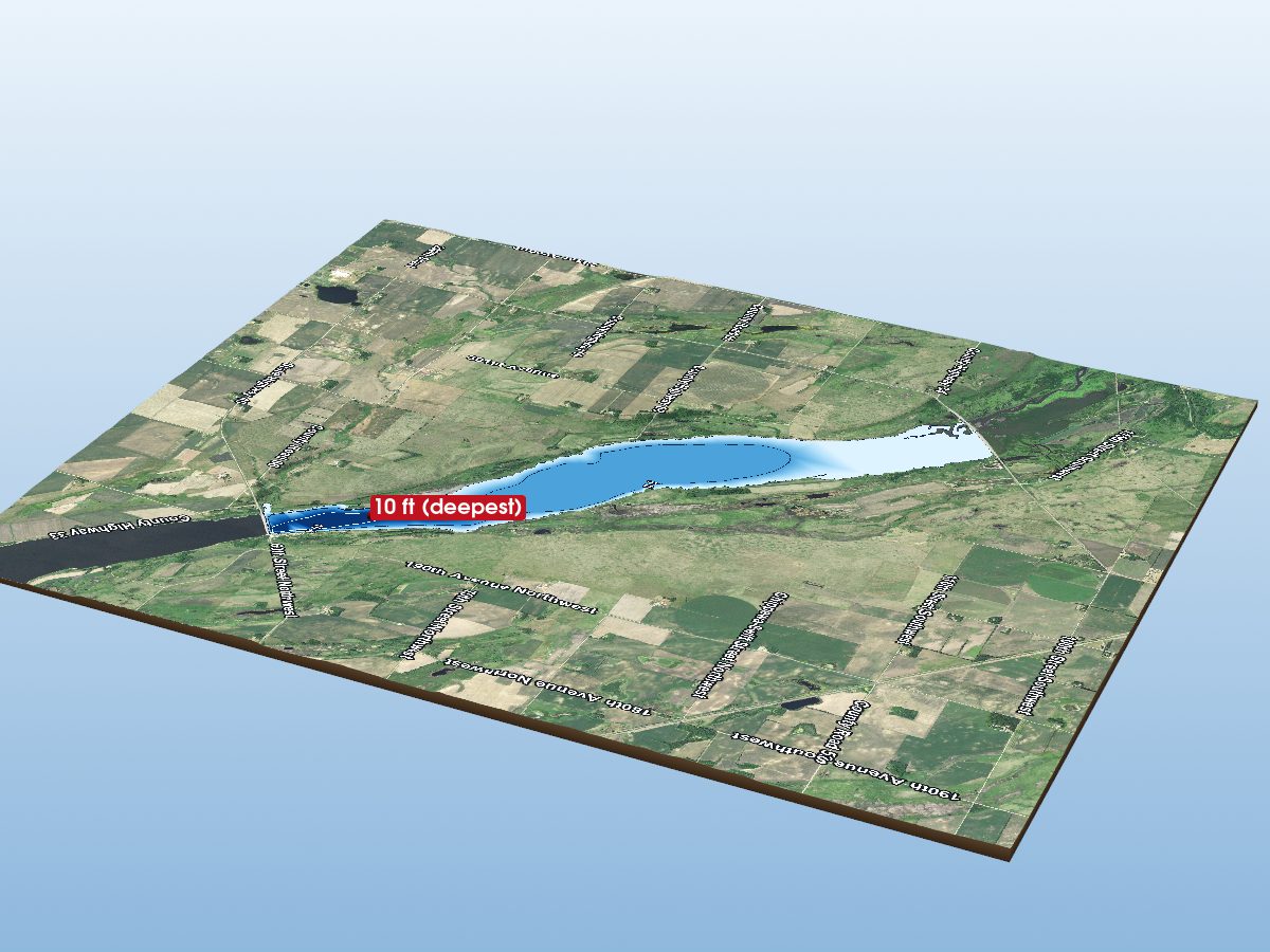 Depth map of Lac Qui Parle Lake (N.W. Bay)