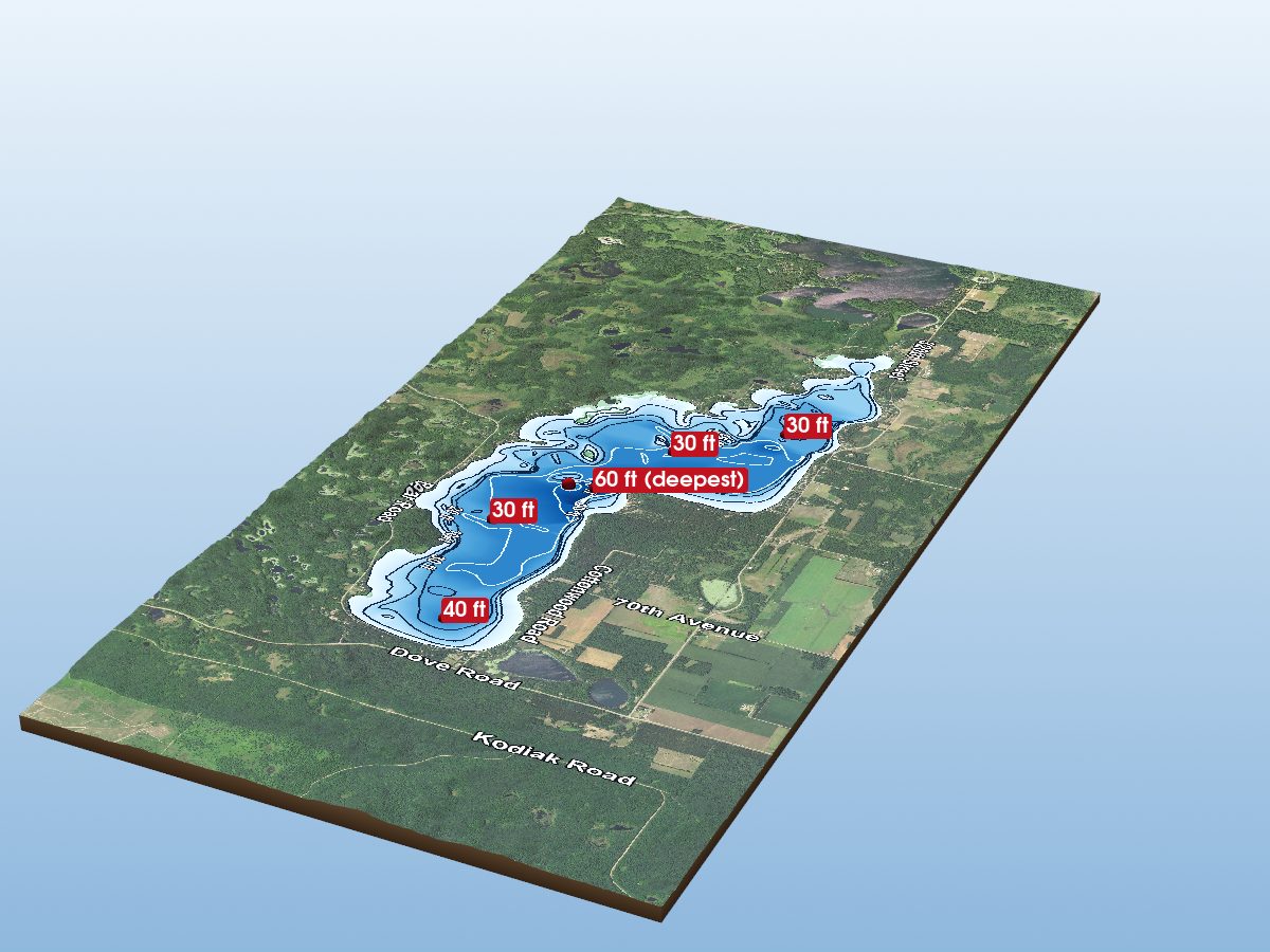 Depth map of Lake Alexander