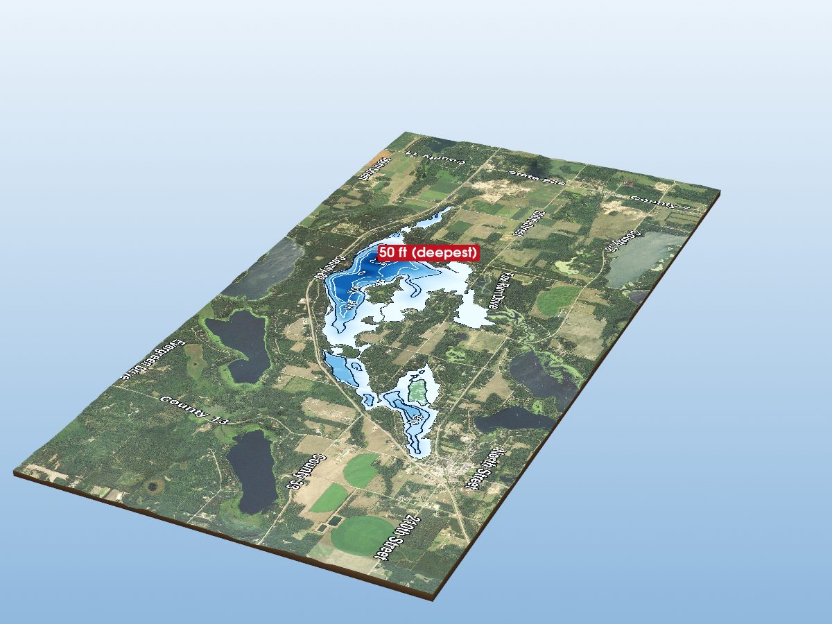Depth map of Lake Belle Taine