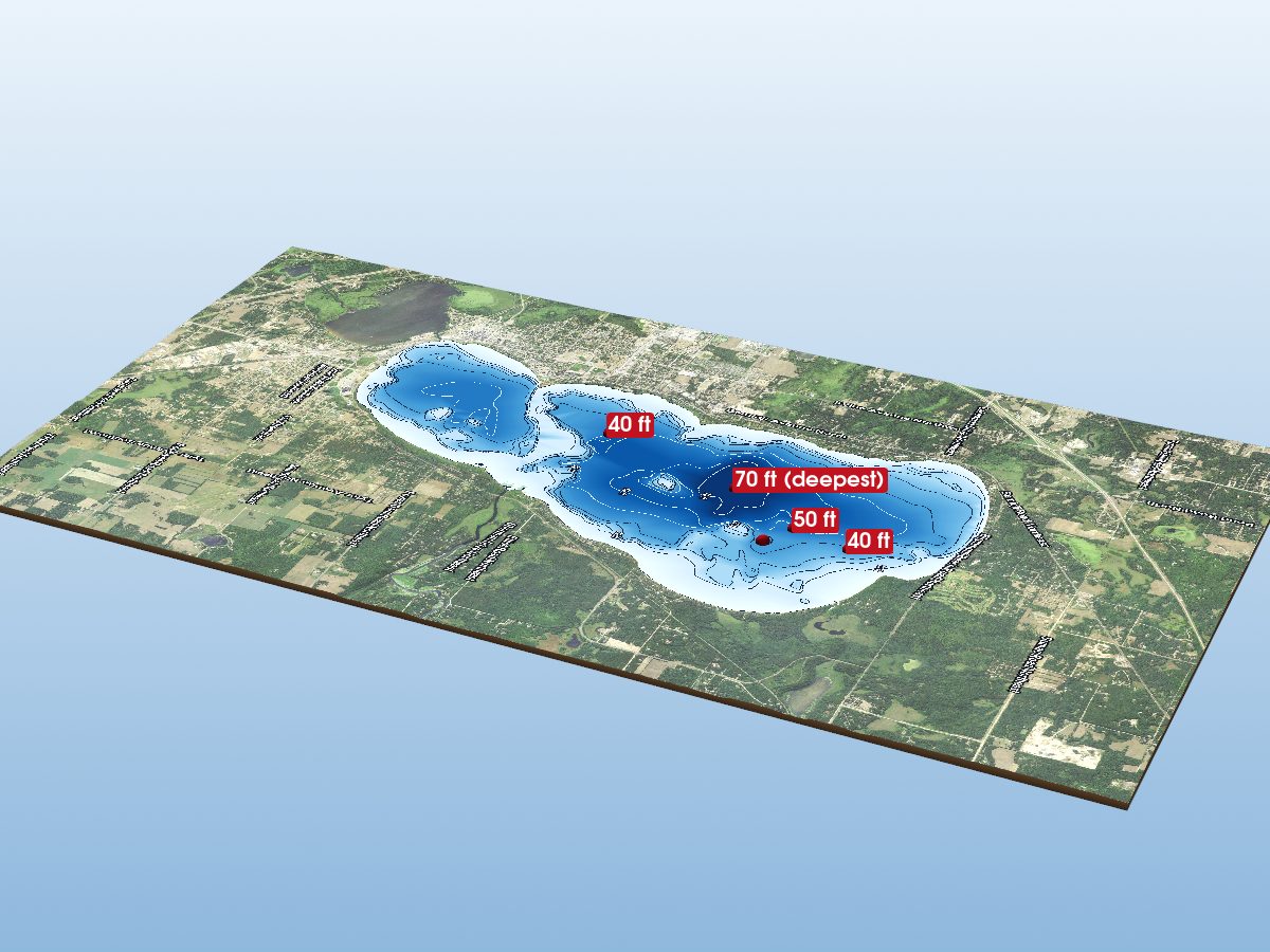 Depth map of Lake Bemidji (main lake)