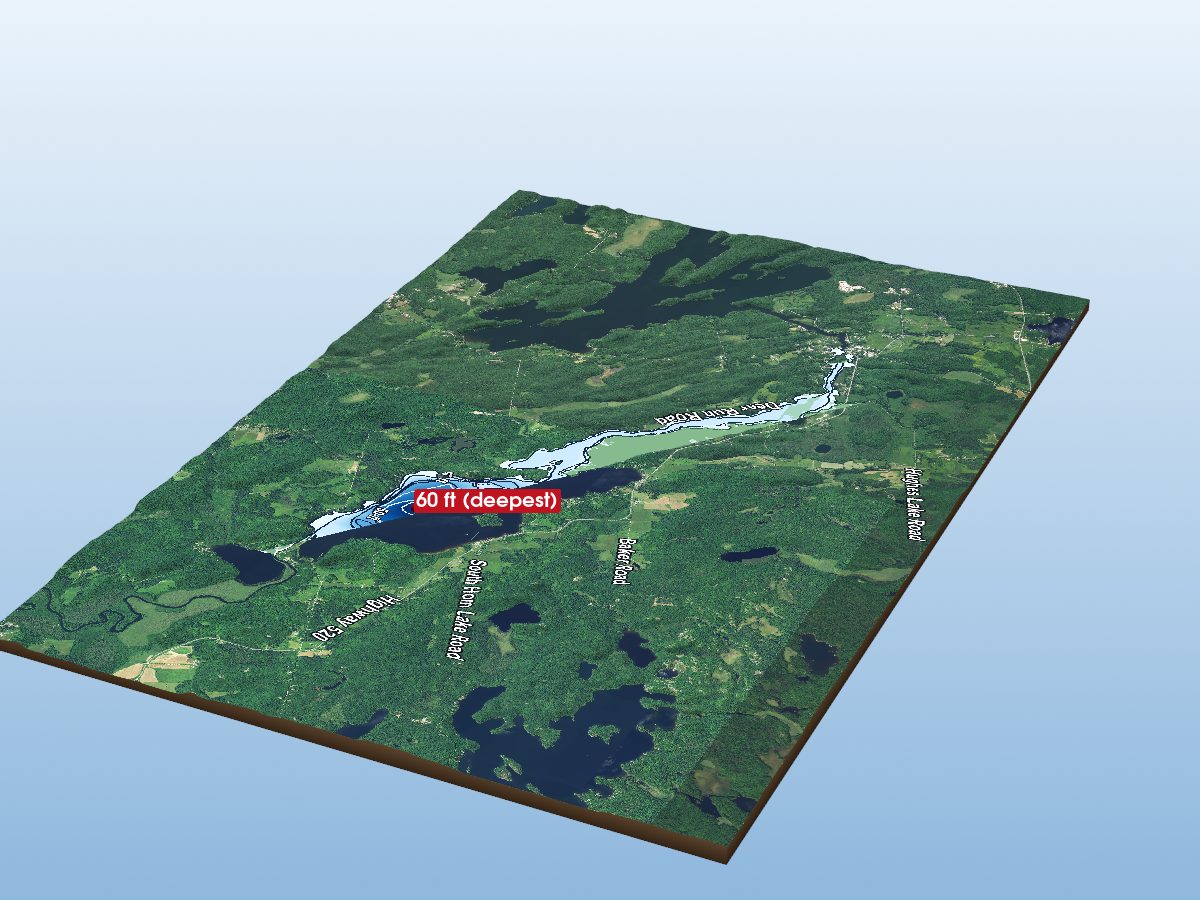 Depth map of Lake Cecebe