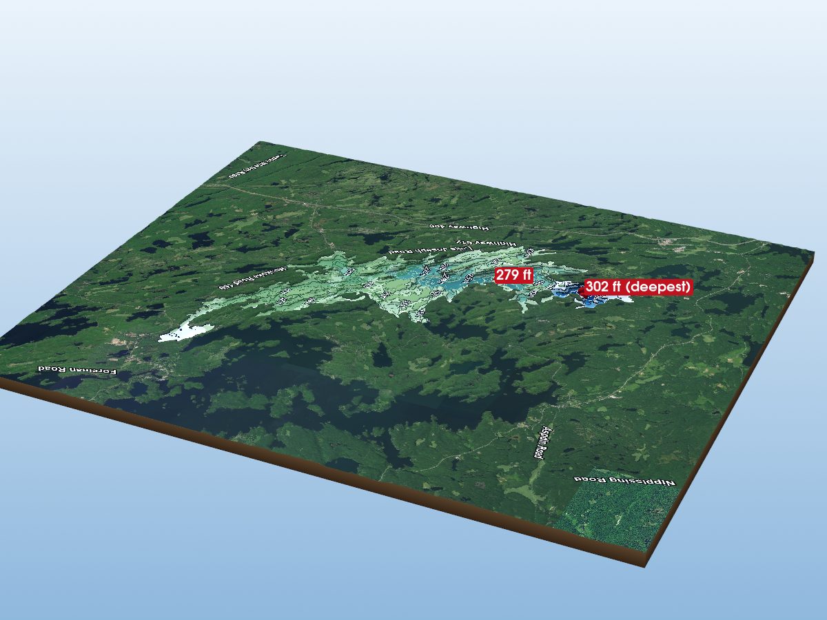 Depth map of Lake Joseph