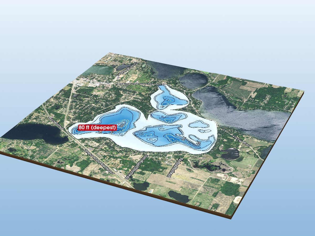 Depth map of Lake Le Homme Dieu