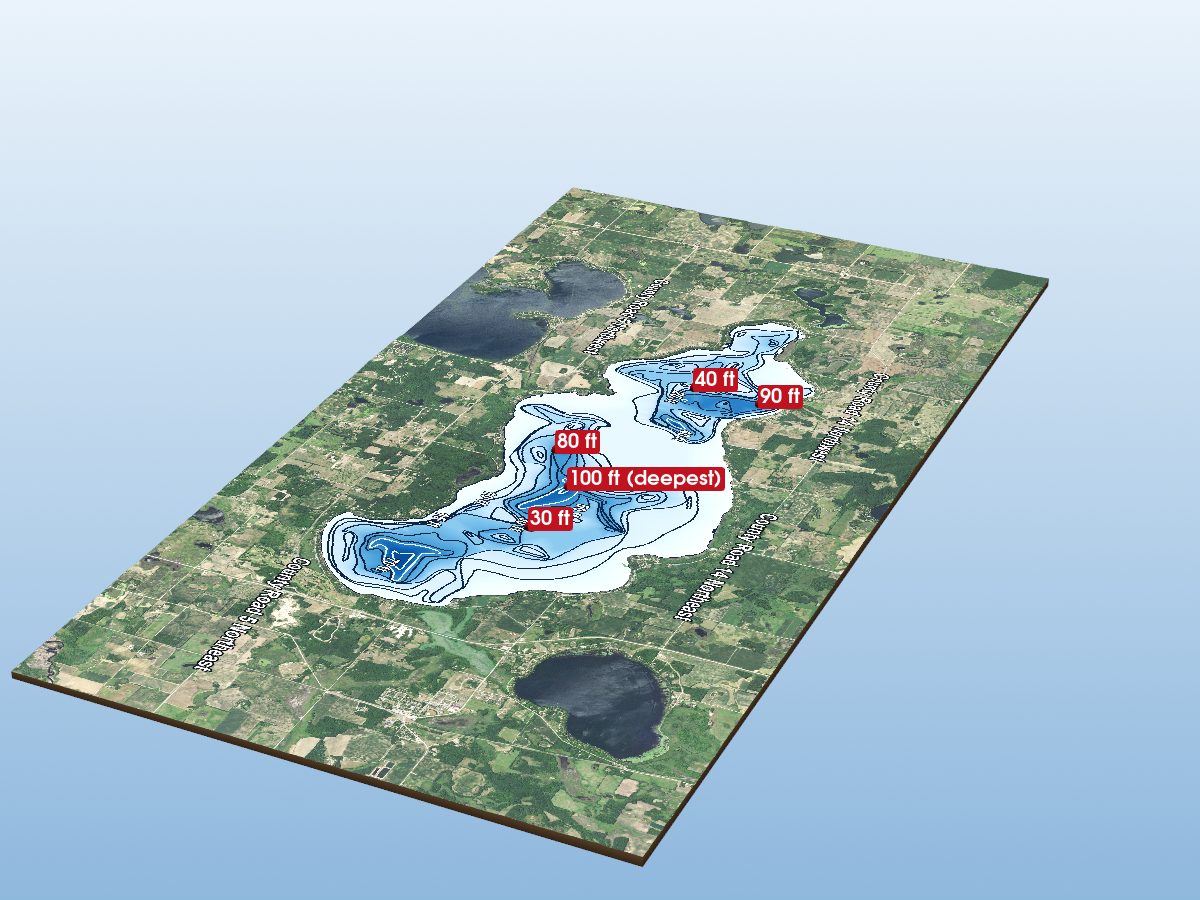 Depth map of Lake Miltona