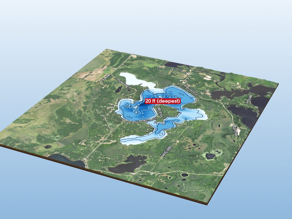 Depth map of Lake Minnewawa