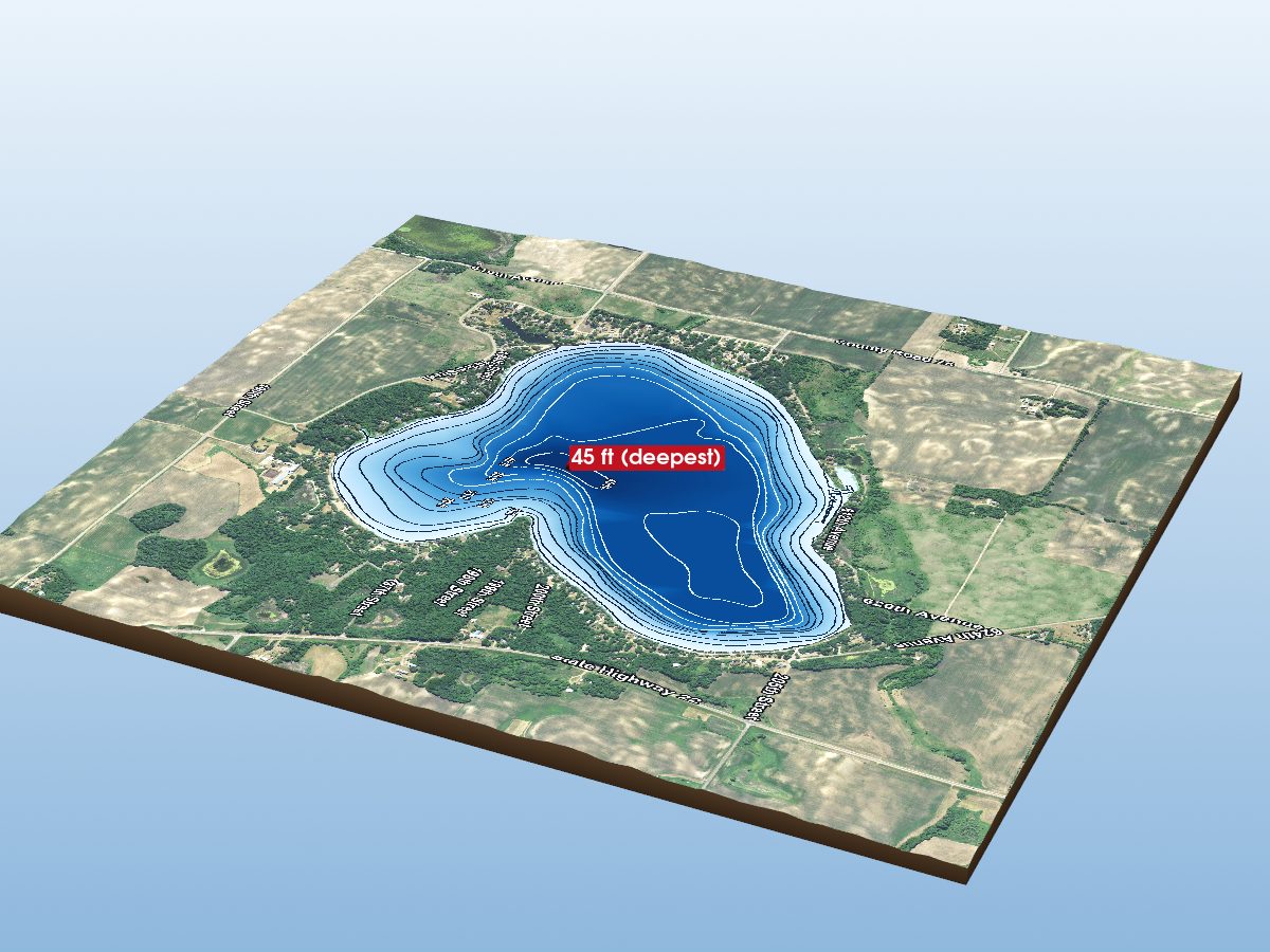 Depth map of Lake Minnie-Belle