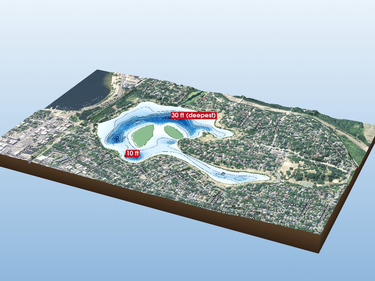 Depth map of Lake of the Isles