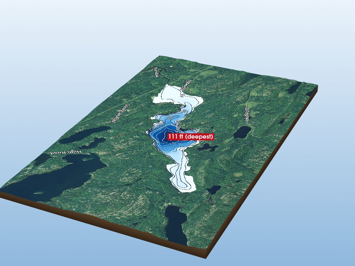 Depth map of Lake of the Mountains