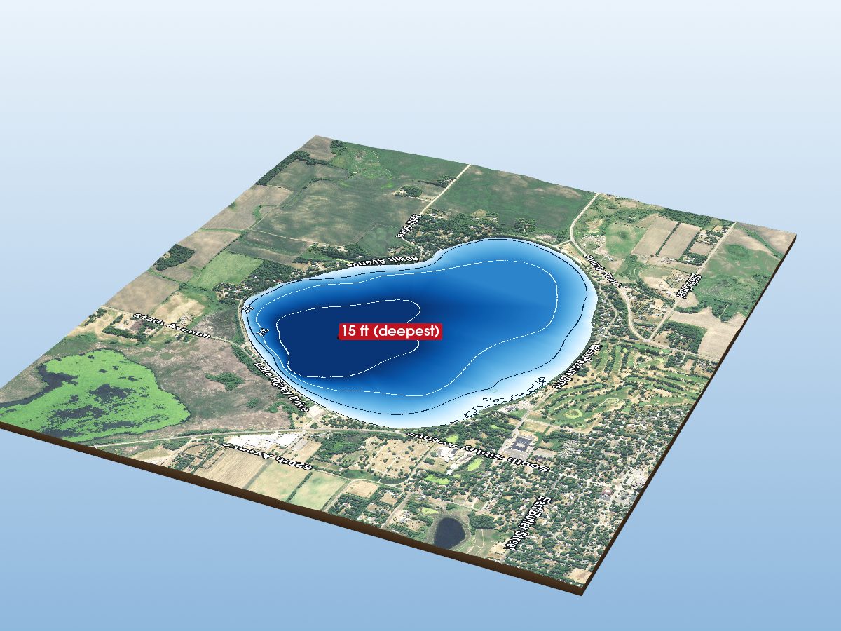 Depth map of Lake Ripley (west portion)