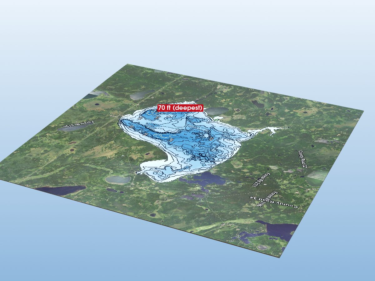 Depth map of Lake Winnibigoshish