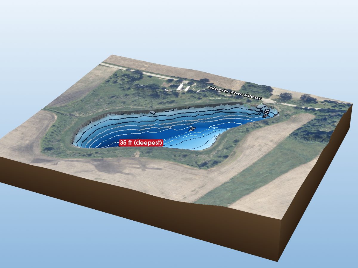 Depth map of Larwill Lake