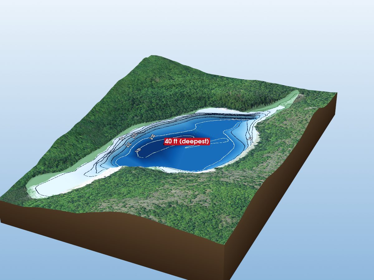 Depth map of Leatherroot Lake