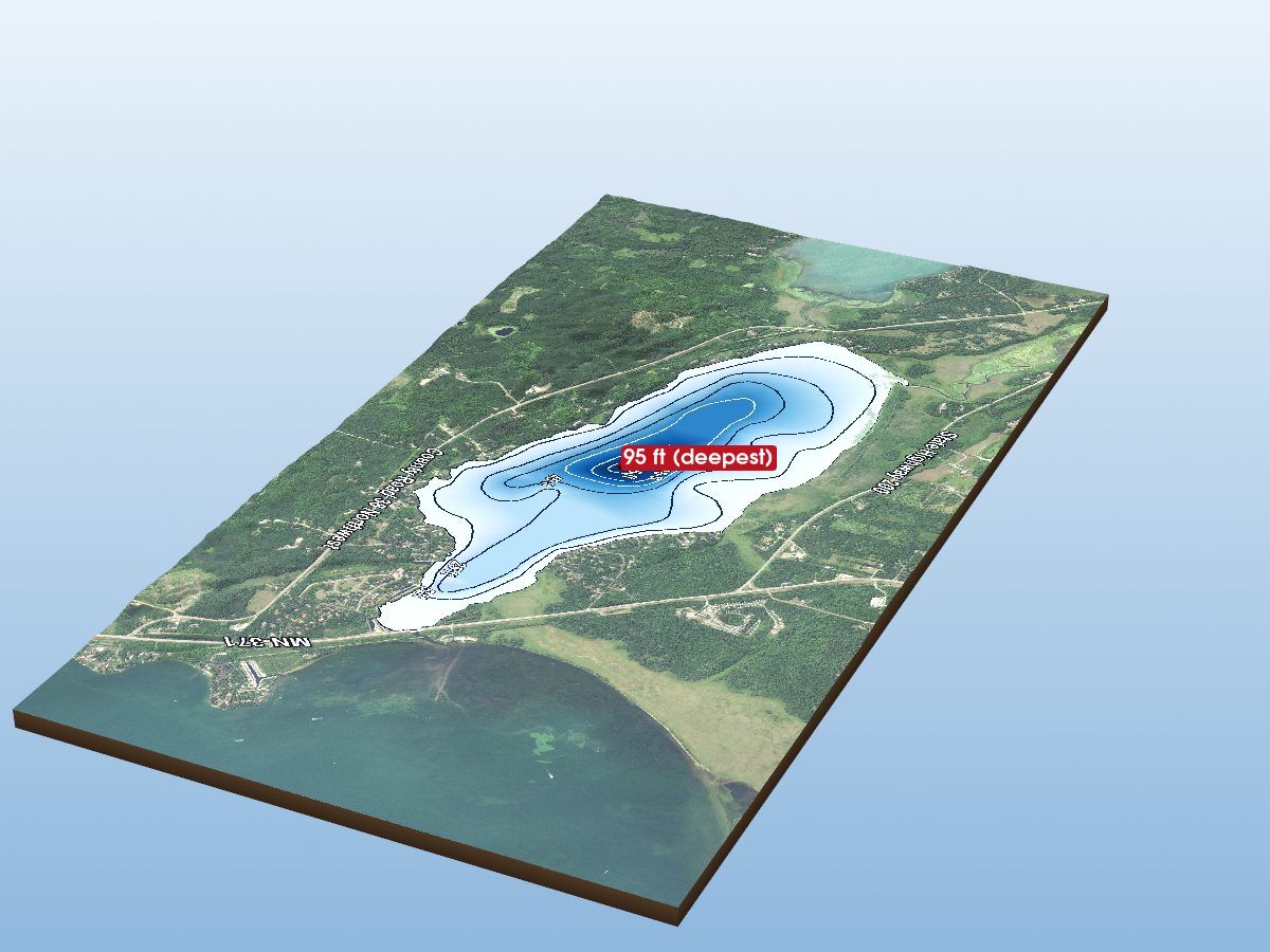 Depth map of Leech Lake (Kabekona Bay)