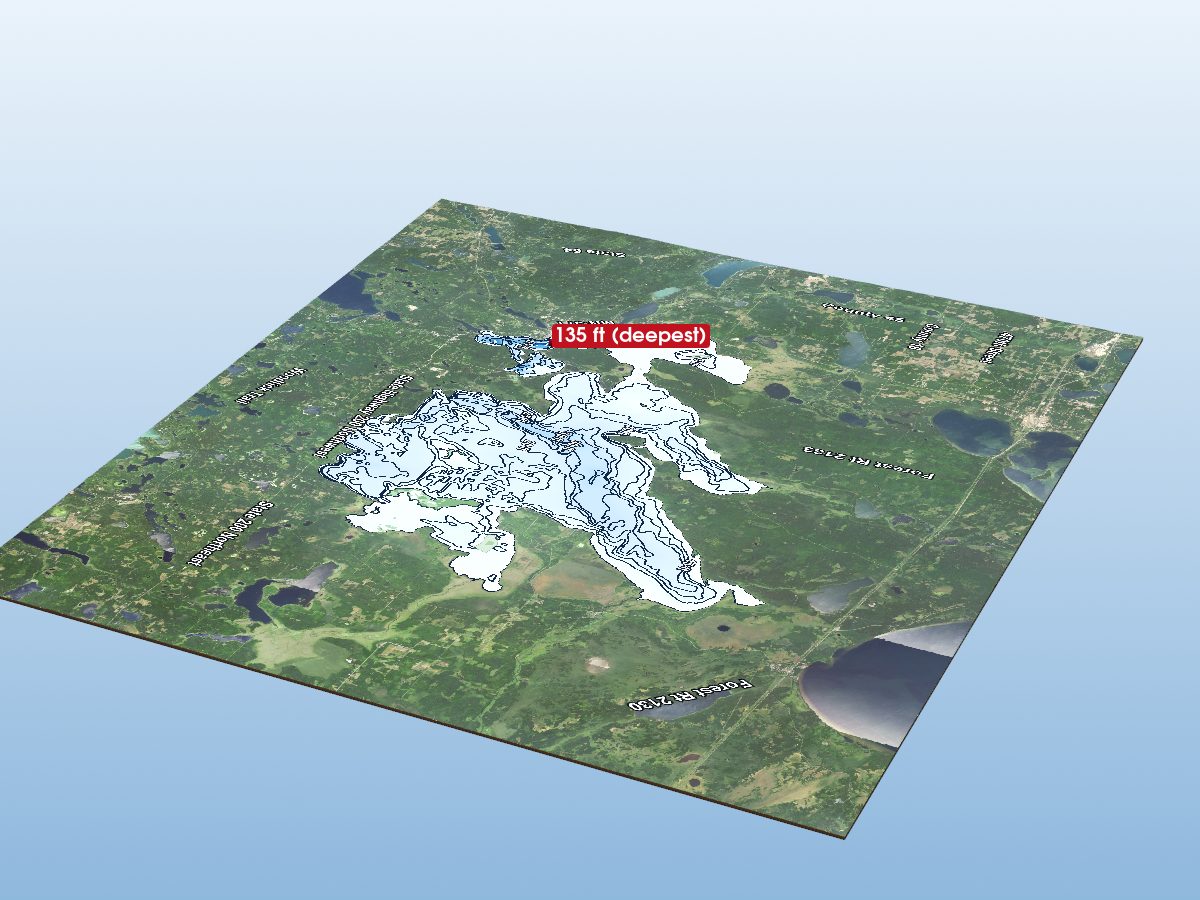 Depth map of Leech Lake (Main Basin)