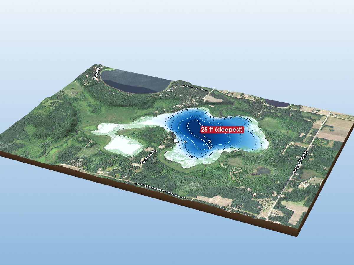 Depth map of Lind Lake