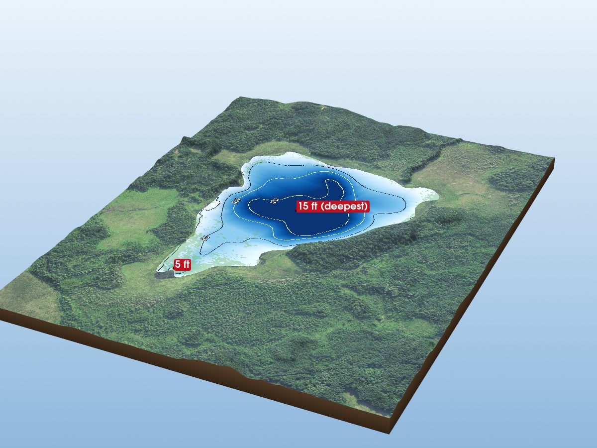 Depth map of Little Basswood Lake