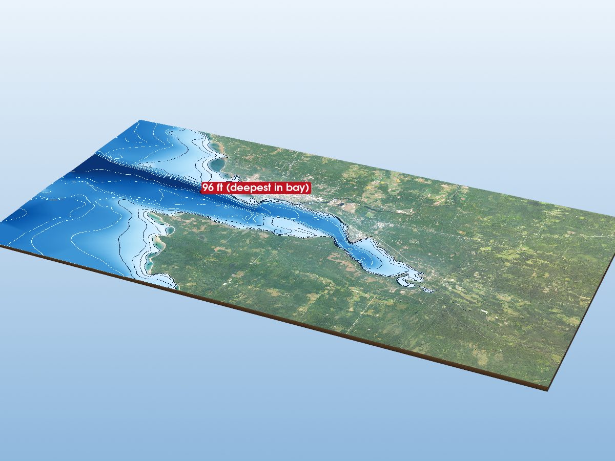 Depth map of Little Bay de Noc