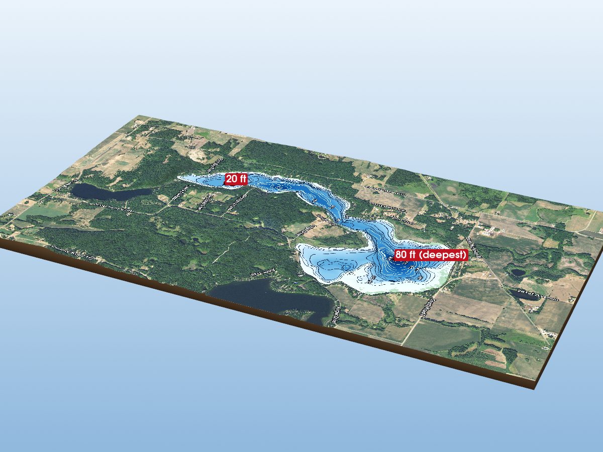 Depth map of Little Birch Lake