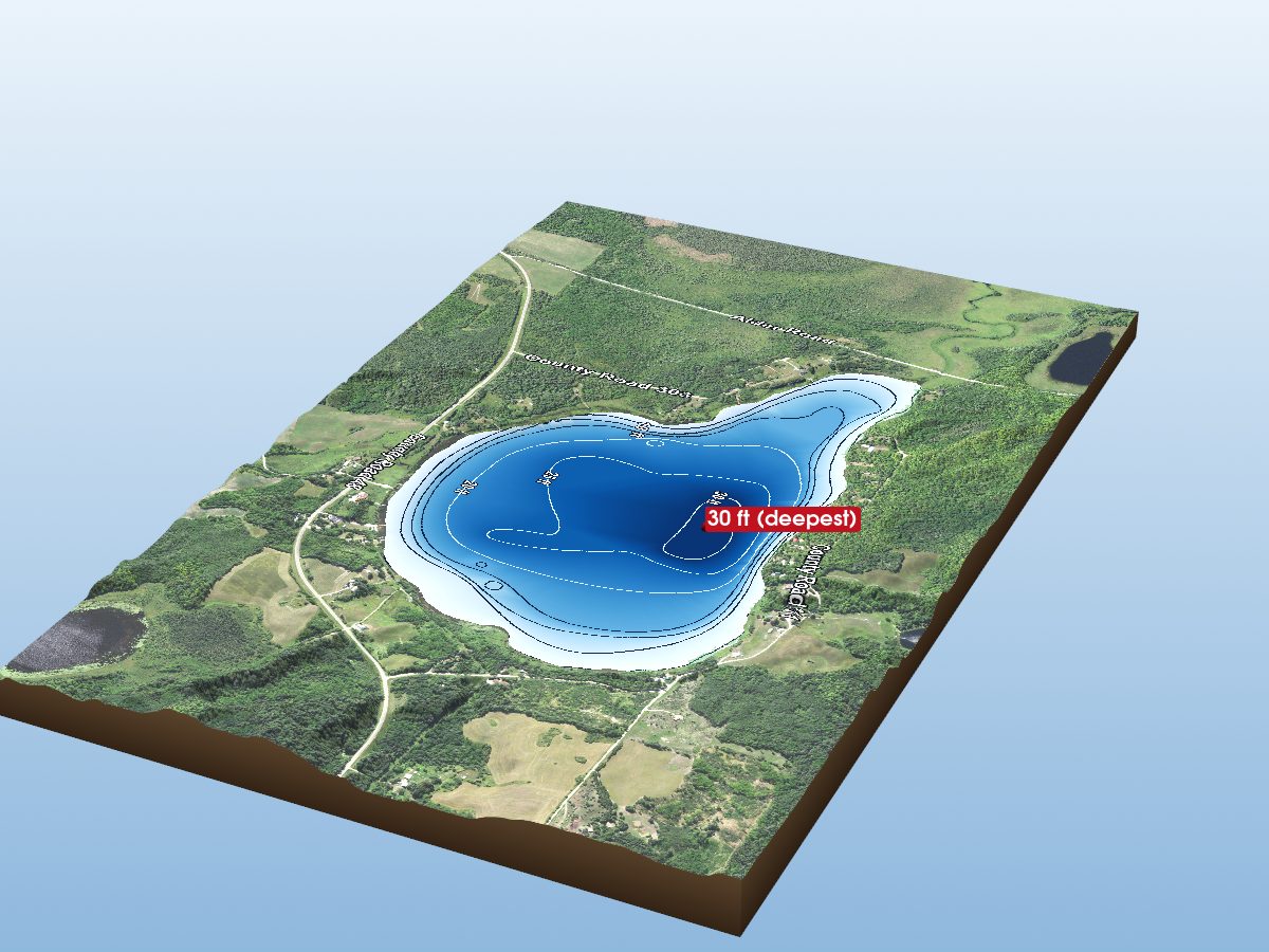 Depth map of Little Bowstring Lake
