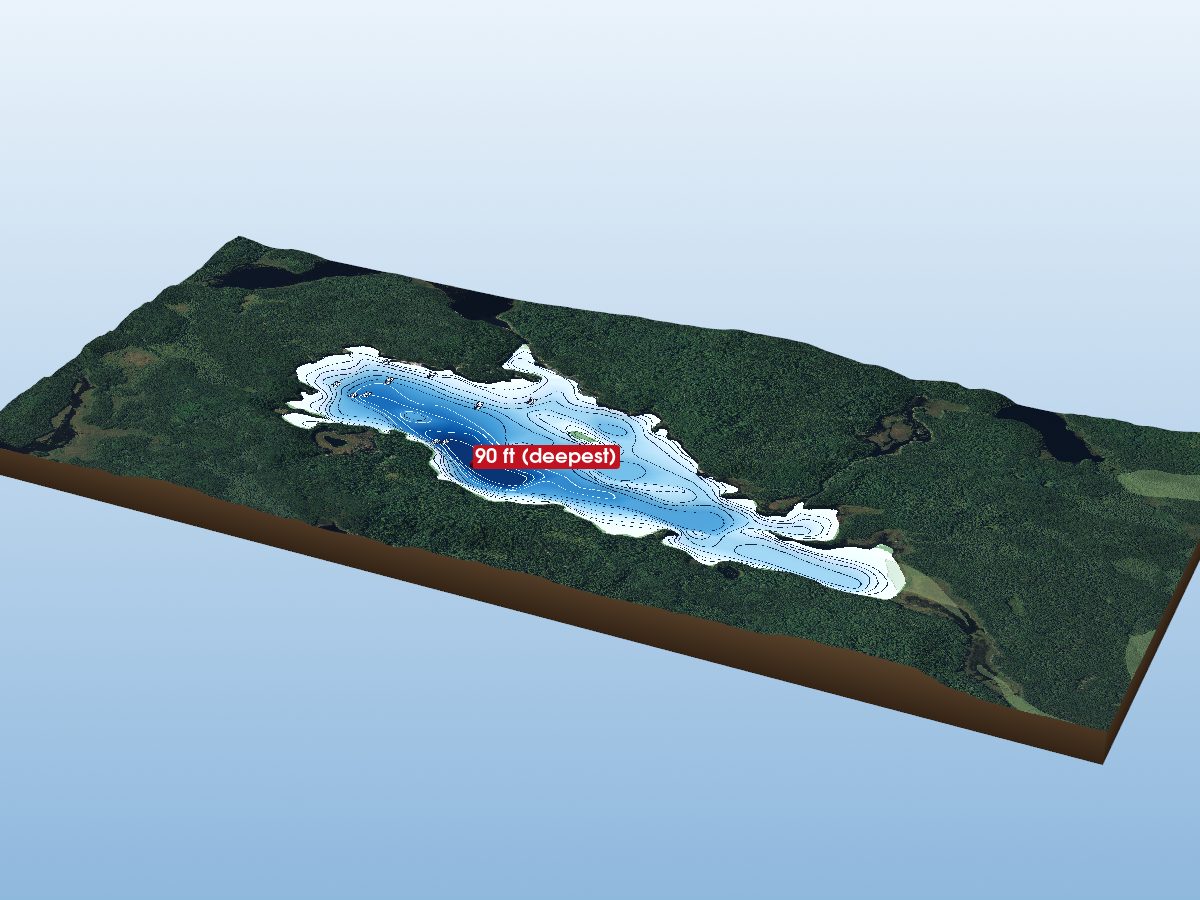 Depth map of Little Burwash Lake