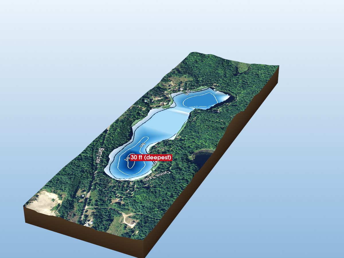 Depth map of Little Cameron Lake