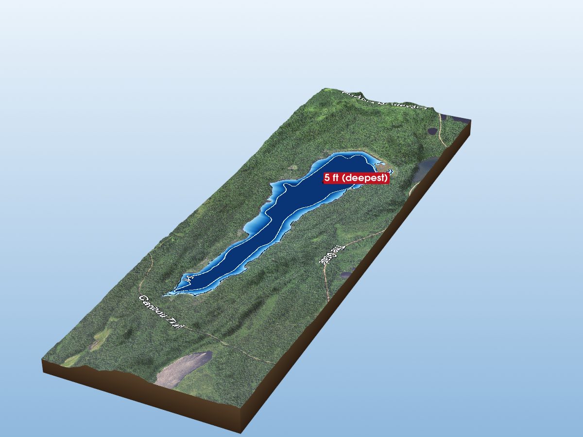 Depth map of Little Cascade Lake