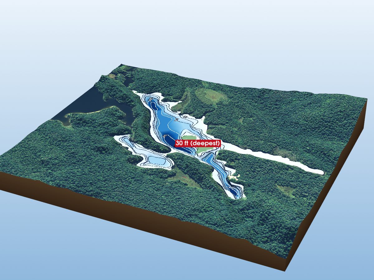 Depth map of Little Dossier Lake