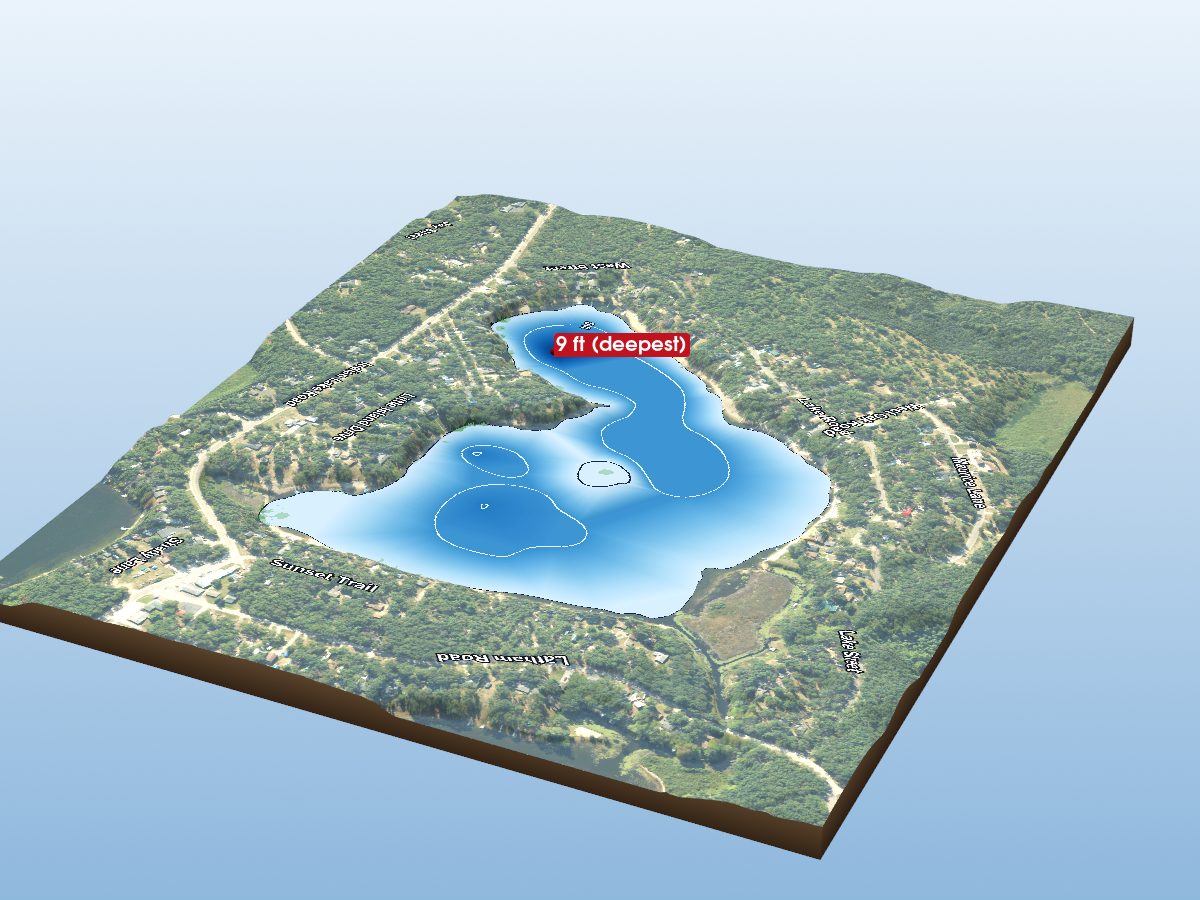 Depth map of Little Island Lake