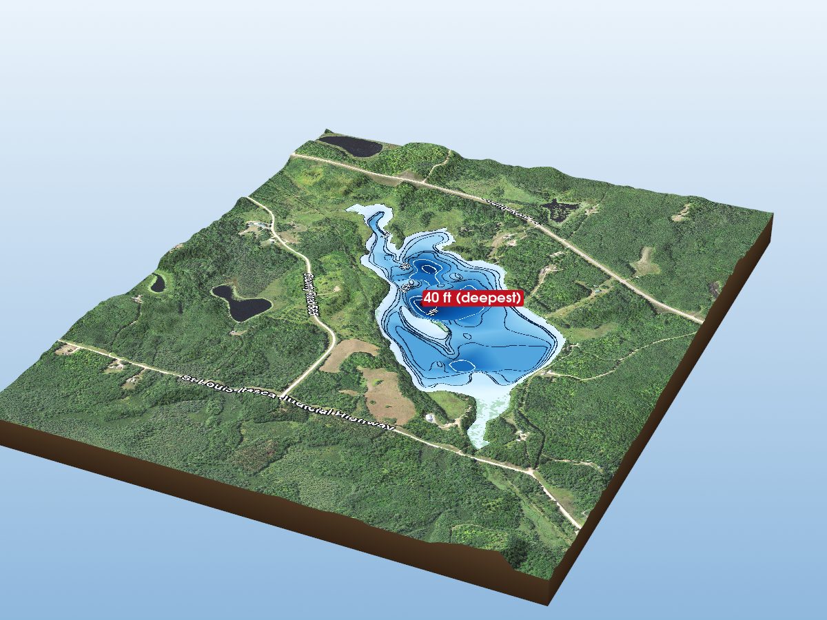 Depth map of Little Island Lake