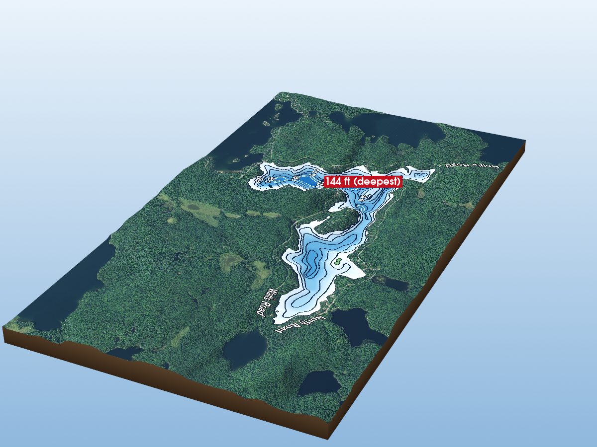 Depth map of Little Kennisis Lake