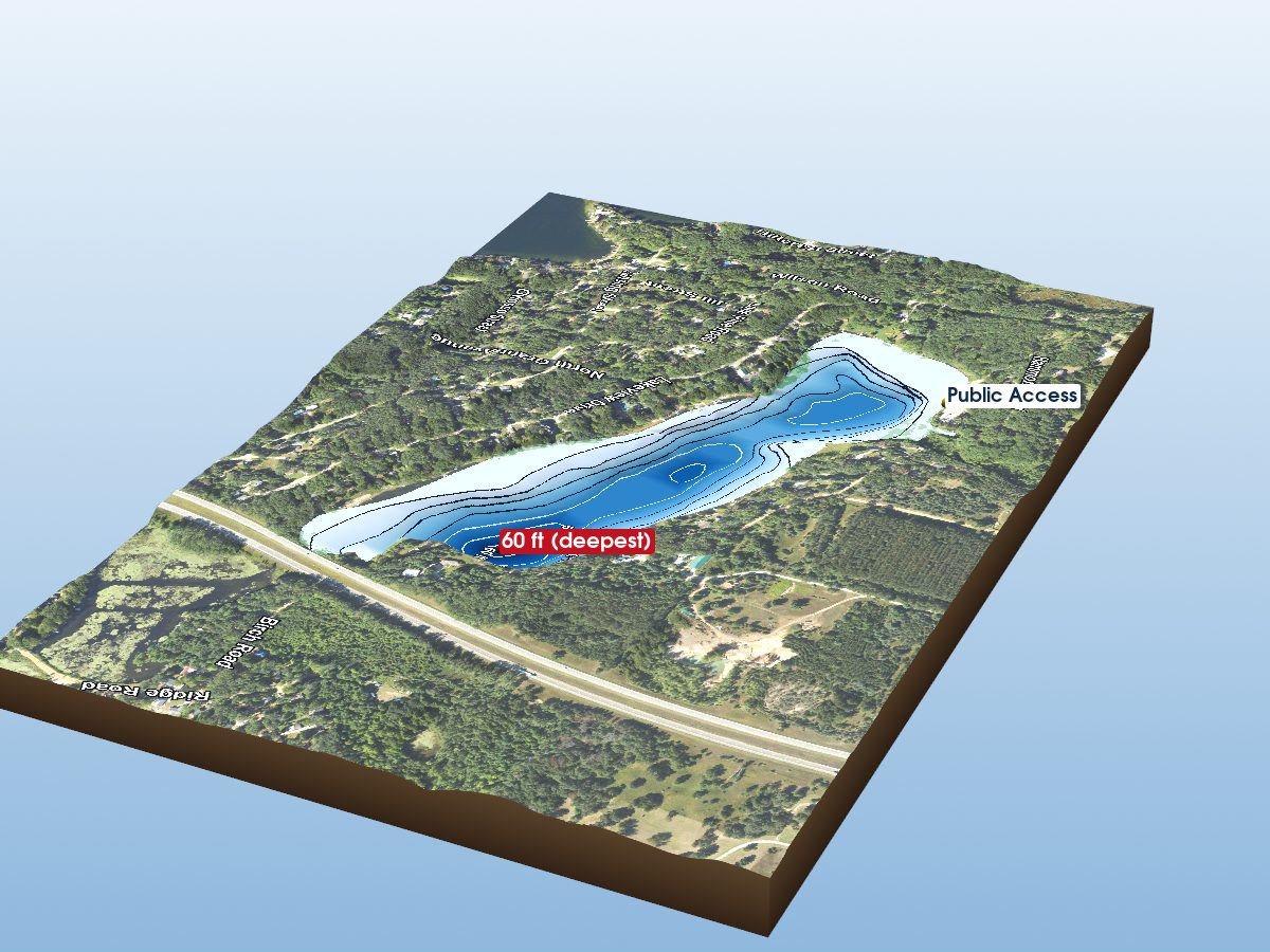 Depth map of Little Long Lake
