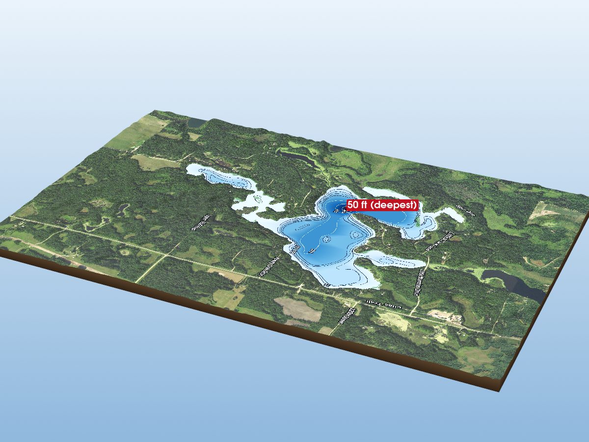 Depth map of Little Mantrap Lake