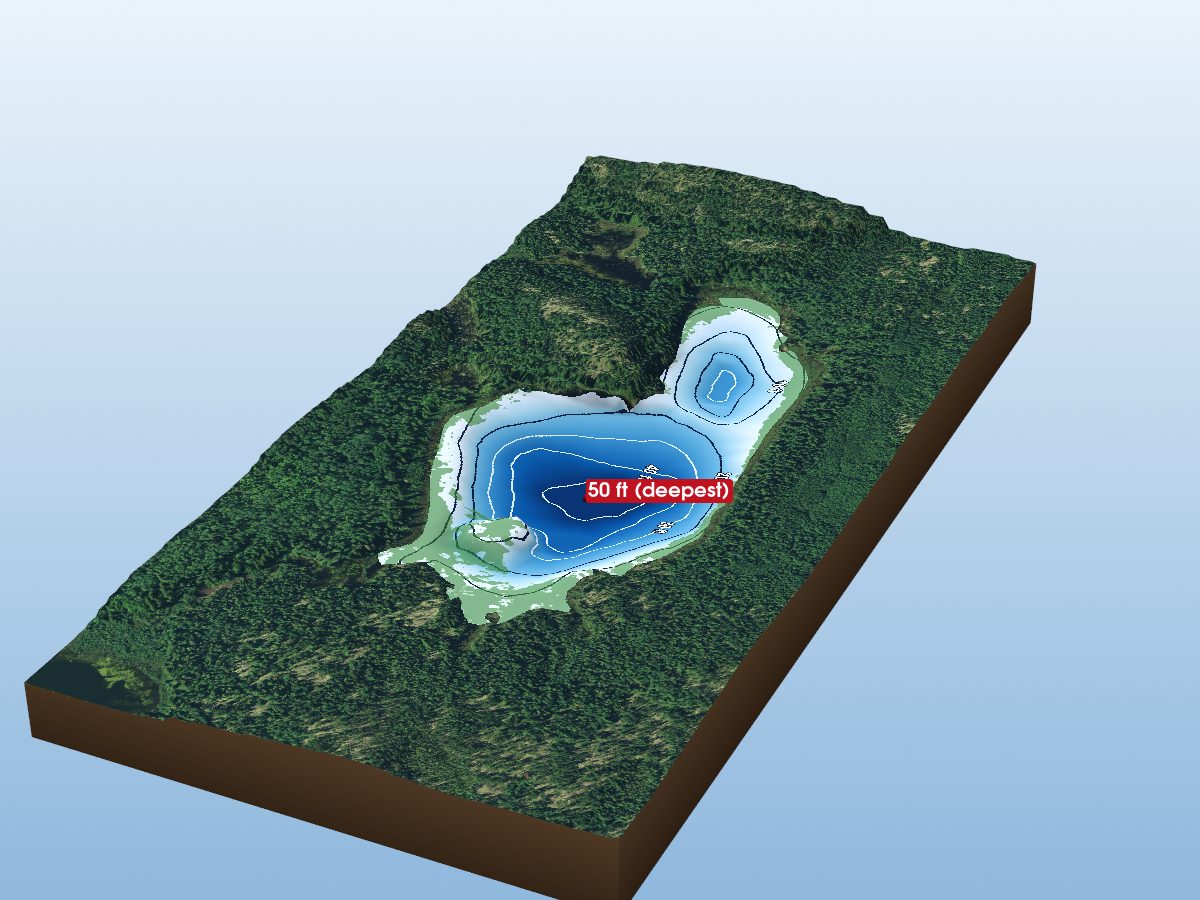 Depth map of Little Moose Lake