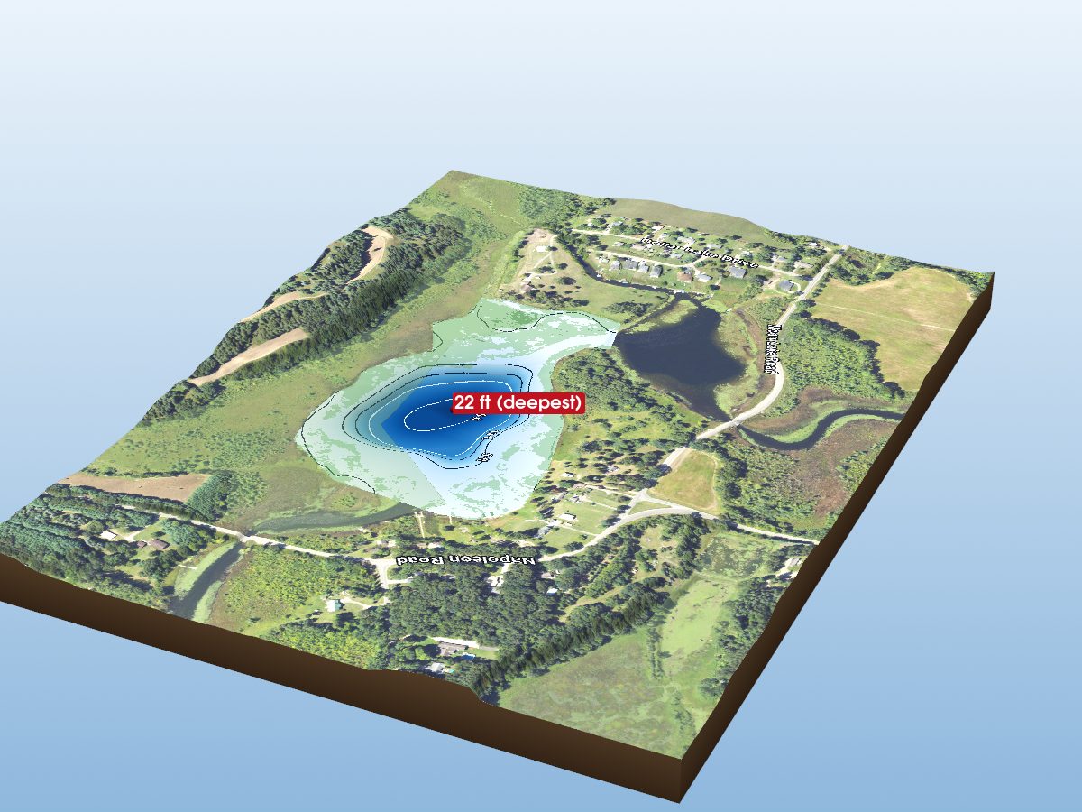 Depth map of Little Olcott Lake