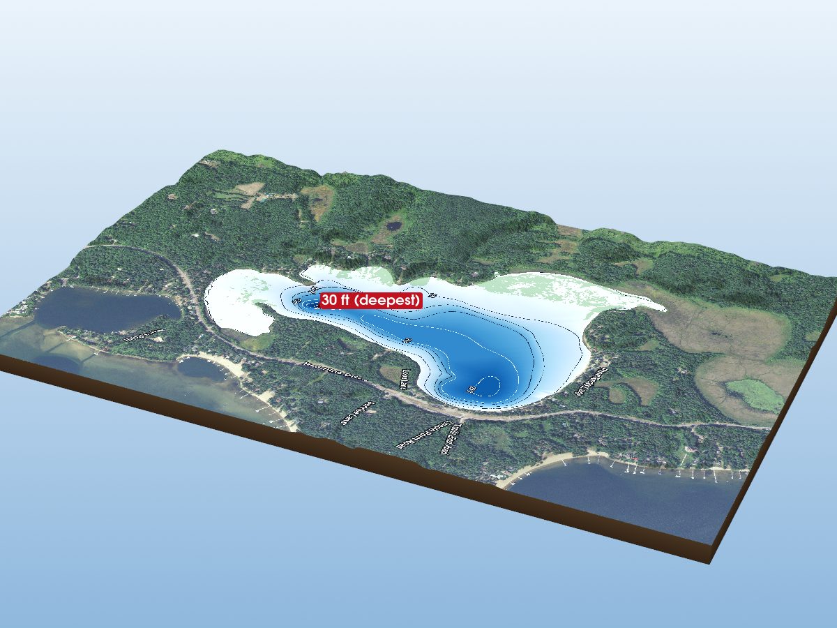 Depth map of Little Pelican Lake