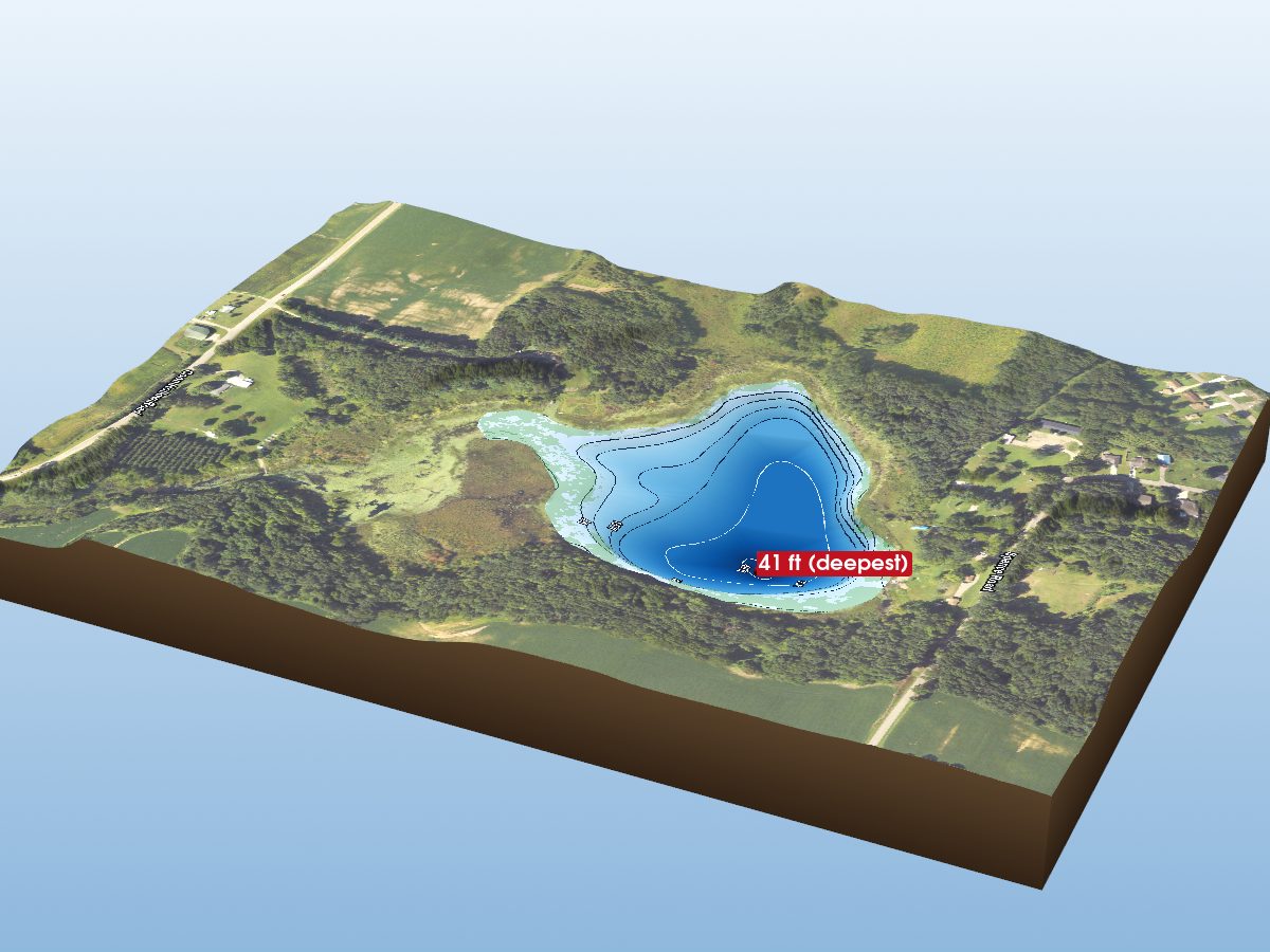 Depth map of Little Pleasant Lake