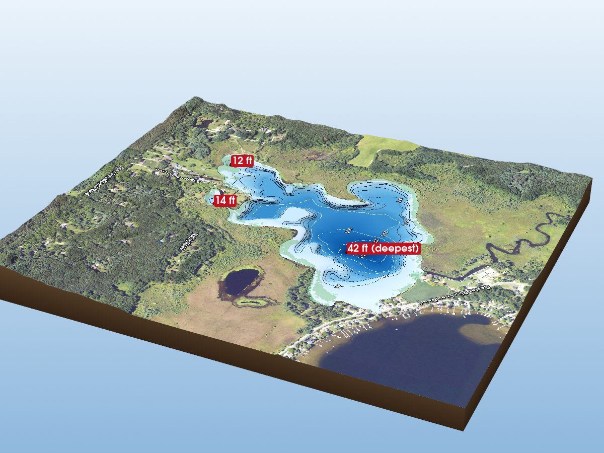 Depth map of Little Portage Lake